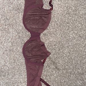 See-Through Burgundy Bra